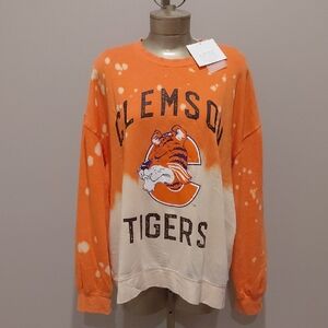 Clemson Gameday Couture Orange Twice As Nice Faded Dip Dye Sweatshirt Womens